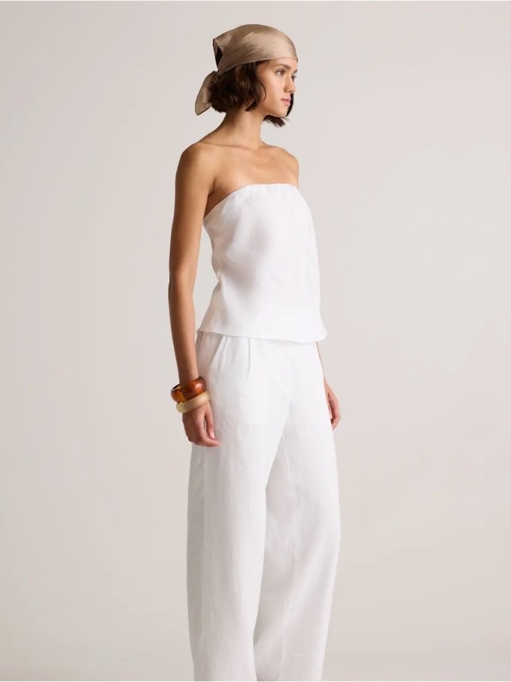 Quince White Strapless Linen Top - Picture 4 of 6